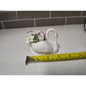 Royal Doulton Bone China Swan with Flowers Made in England 3" Long 2 3/4" Tall